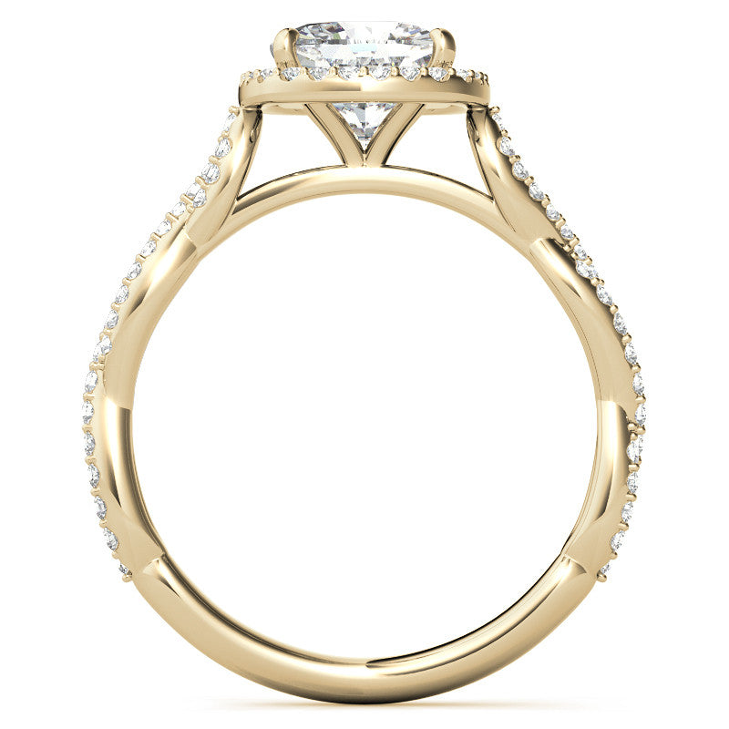 Cushion Twisted Cathedral Halo Engagement Ring