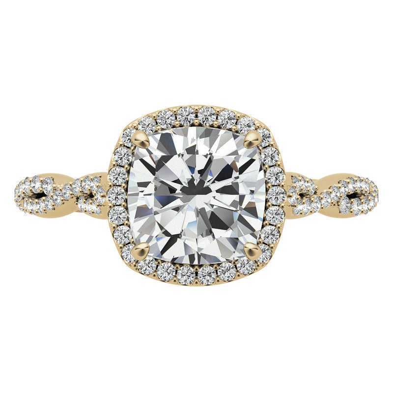 Cushion Twisted Cathedral Halo Engagement Ring