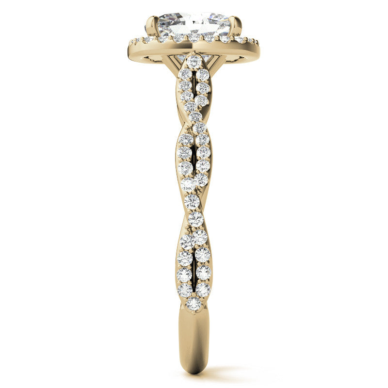 Cushion Twisted Cathedral Halo Engagement Ring