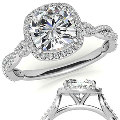 Cushion Twisted Cathedral Halo Engagement Ring