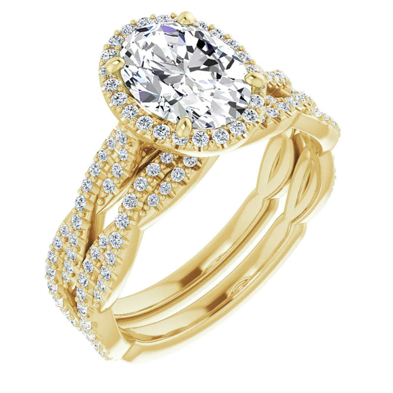 Oval Twisted Cathedral Halo Engagement Ring