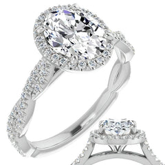 Oval Twisted Cathedral Halo Engagement Ring