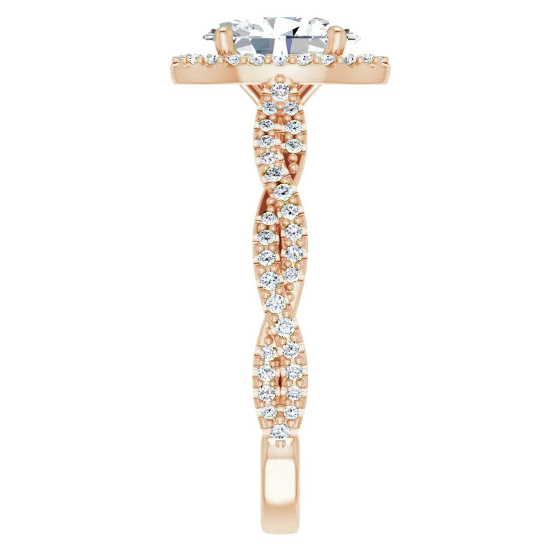 Oval Twisted Cathedral Halo Engagement Ring