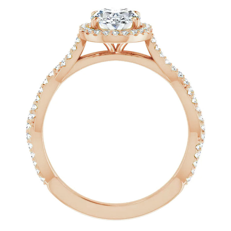 Oval Twisted Cathedral Halo Engagement Ring