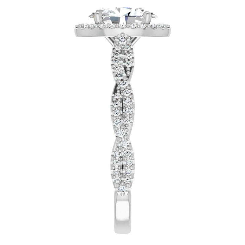 Oval Twisted Cathedral Halo Engagement Ring