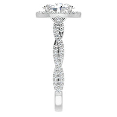 Oval Twisted Cathedral Halo Engagement Ring