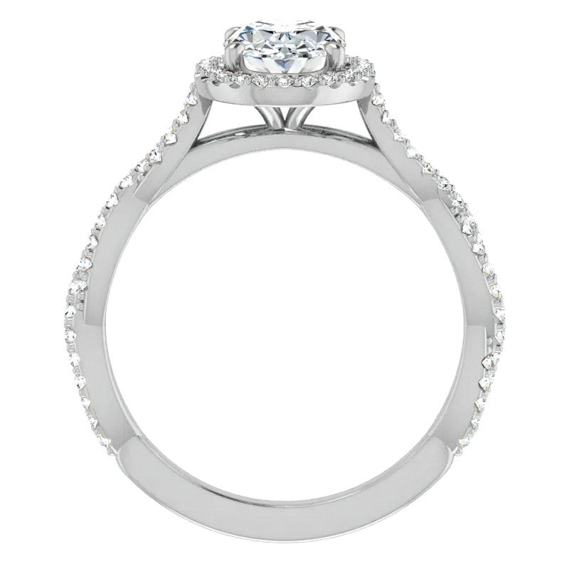 Oval Twisted Cathedral Halo Engagement Ring