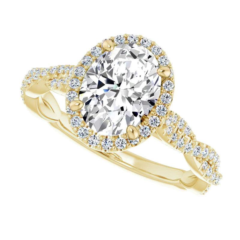 Oval Twisted Cathedral Halo Engagement Ring