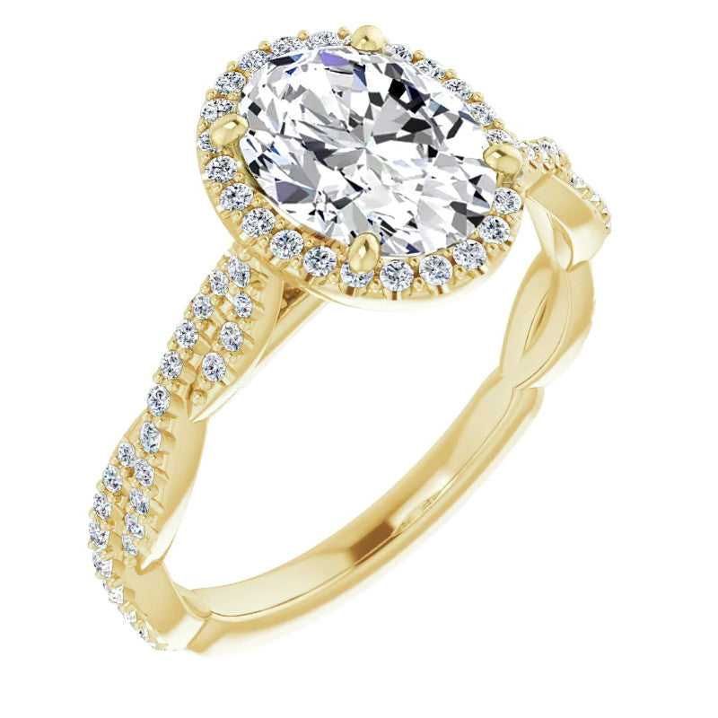 Oval Twisted Cathedral Halo Engagement Ring