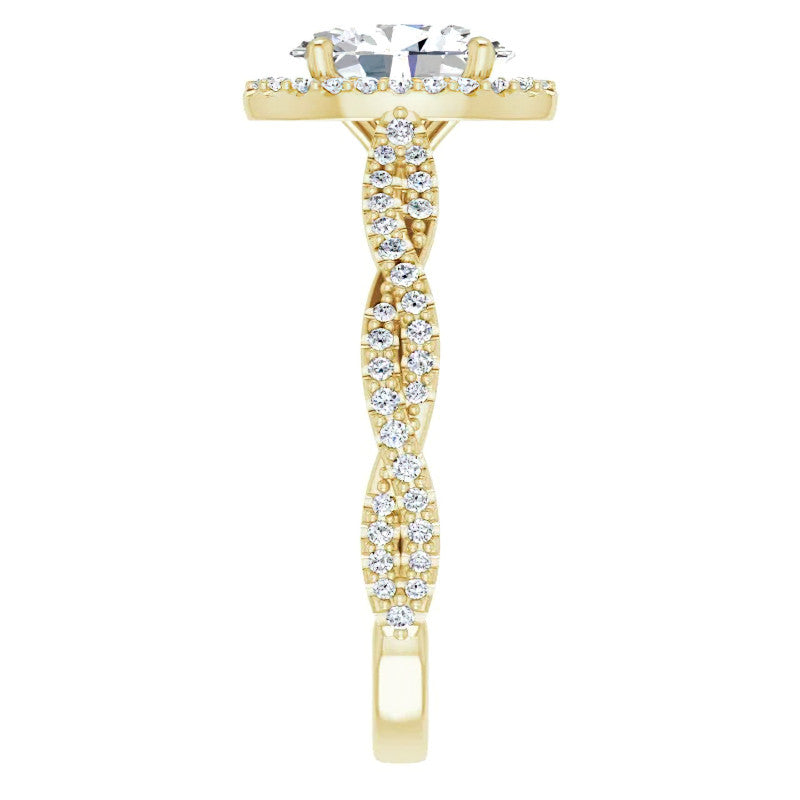 Oval Twisted Cathedral Halo Engagement Ring