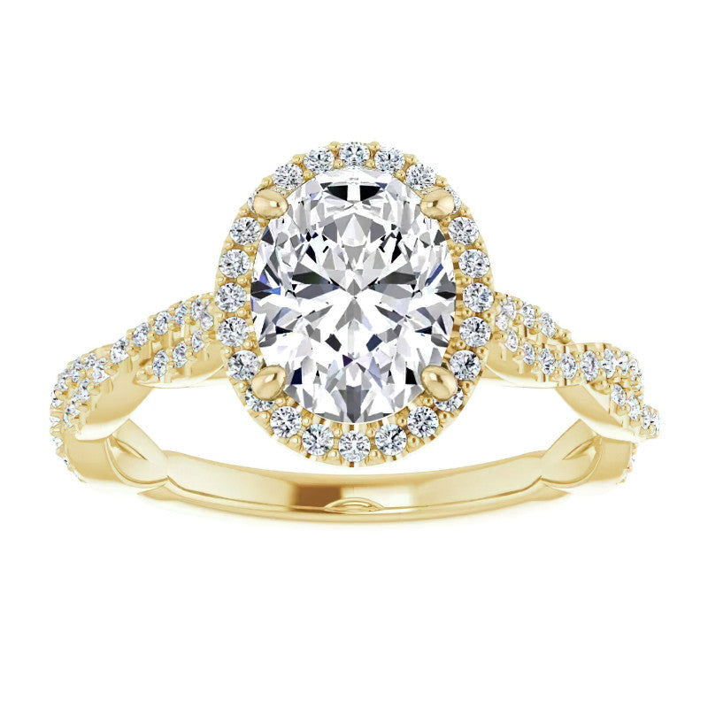 Oval Twisted Cathedral Halo Engagement Ring