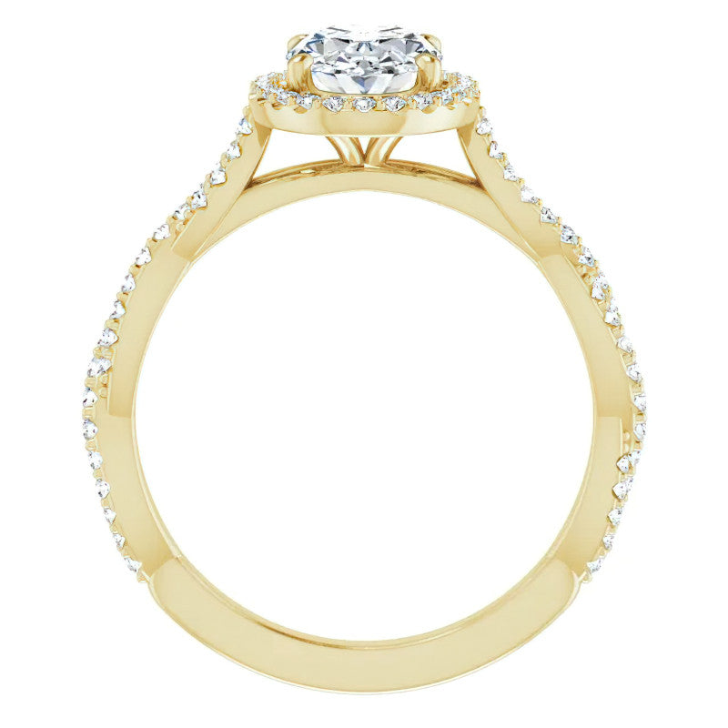 Oval Twisted Cathedral Halo Engagement Ring