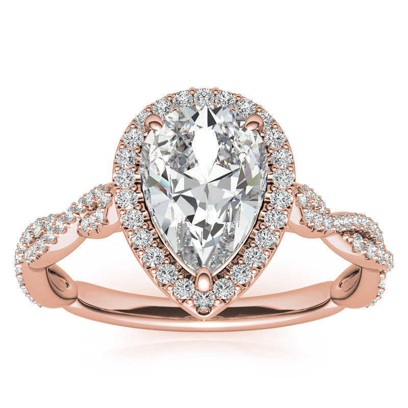 Pear Twisted Cathedral Halo Engagement Ring