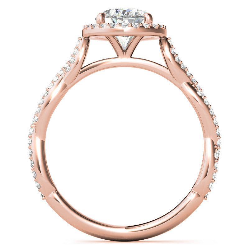 Pear Twisted Cathedral Halo Engagement Ring