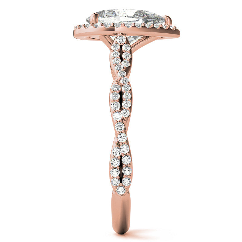 Pear Twisted Cathedral Halo Engagement Ring