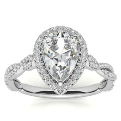 Pear Twisted Cathedral Halo Engagement Ring