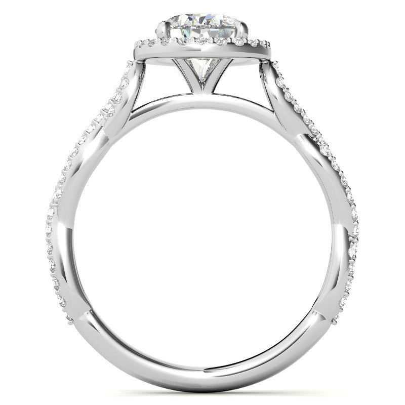 Pear Twisted Cathedral Halo Engagement Ring