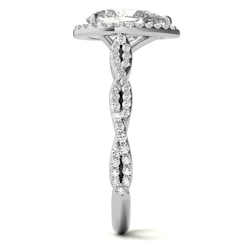 Pear Twisted Cathedral Halo Engagement Ring