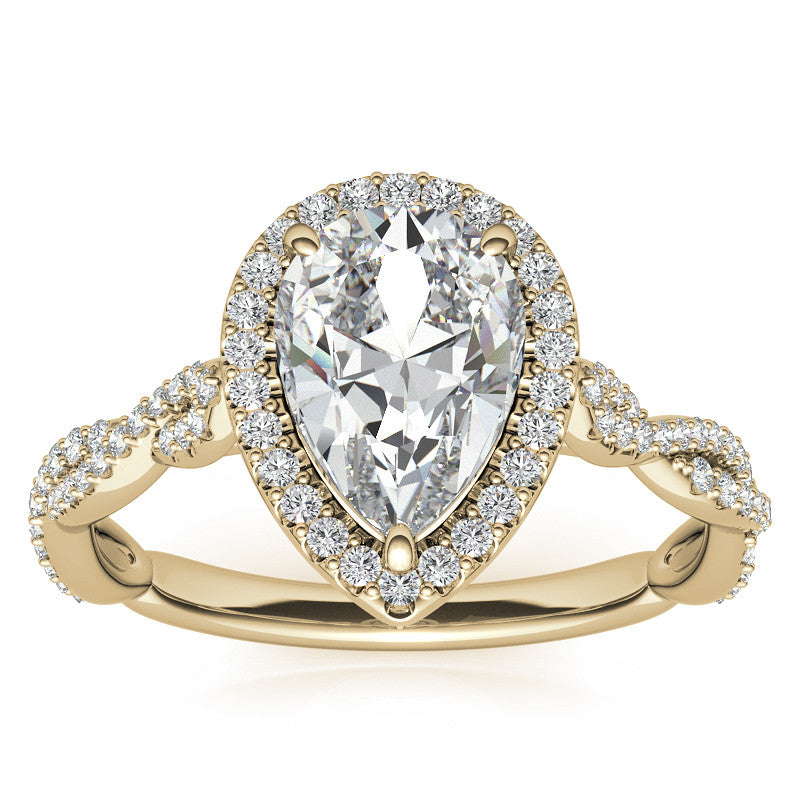 Pear Twisted Cathedral Halo Engagement Ring