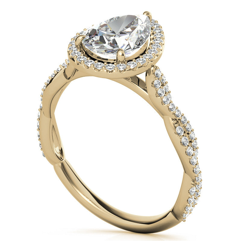 Pear Twisted Cathedral Halo Engagement Ring