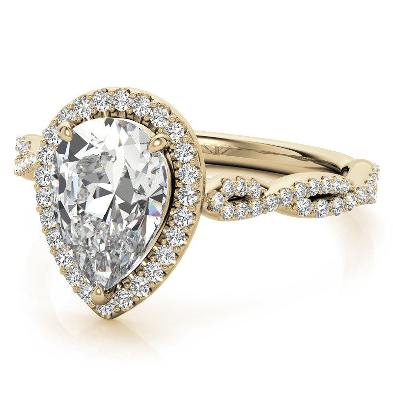 Pear Twisted Cathedral Halo Engagement Ring