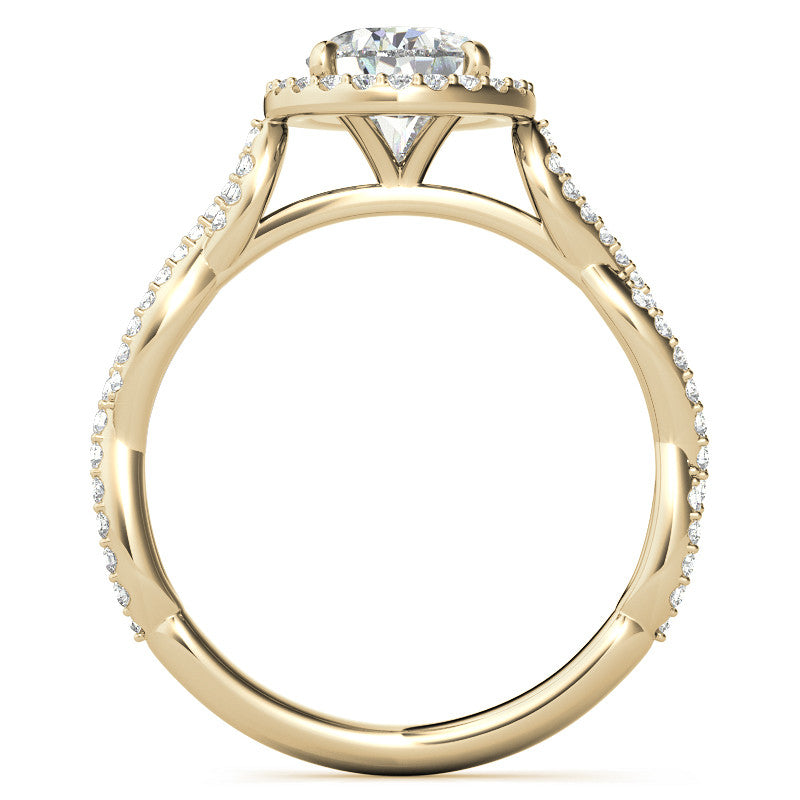 Pear Twisted Cathedral Halo Engagement Ring