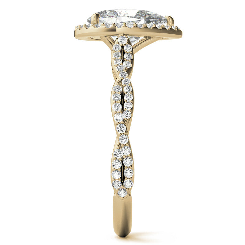 Pear Twisted Cathedral Halo Engagement Ring