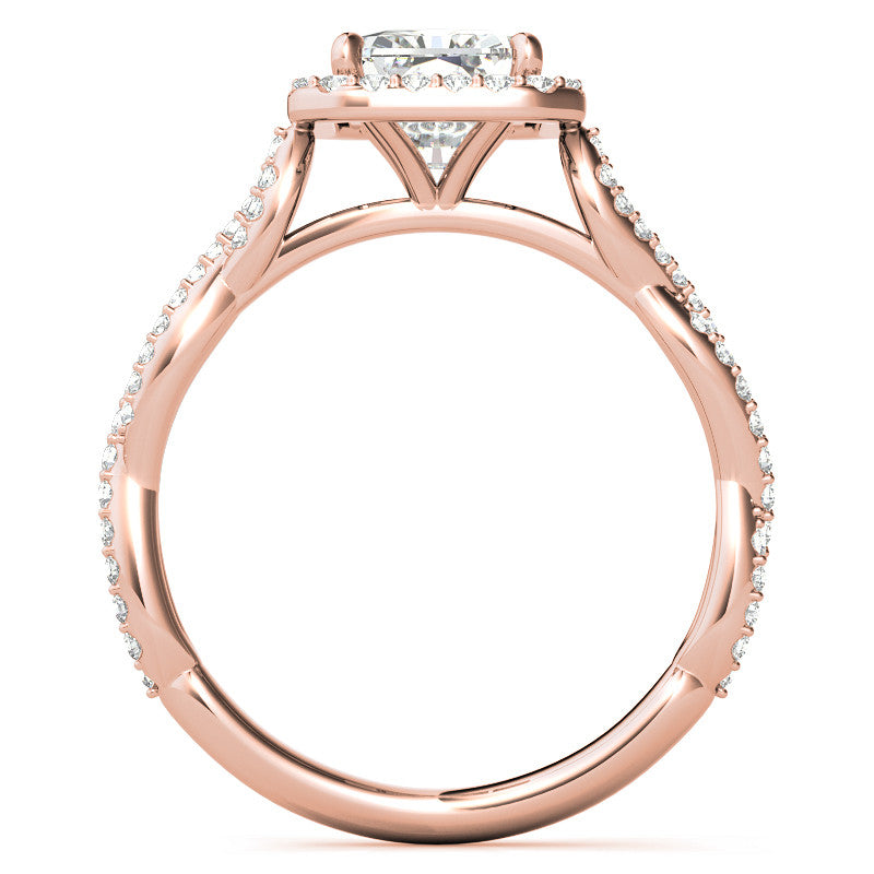 Emerald / Radiant Infinity Halo Cathedral Moissanite Engagement Ring