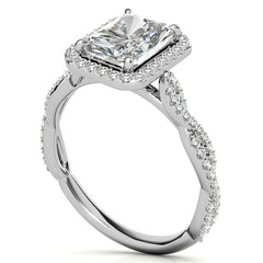 Emerald / Radiant Infinity Halo Cathedral Moissanite Engagement Ring
