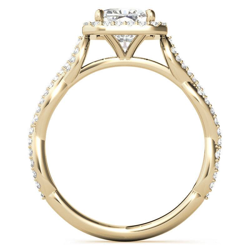 Emerald / Radiant Infinity Halo Cathedral Moissanite Engagement Ring