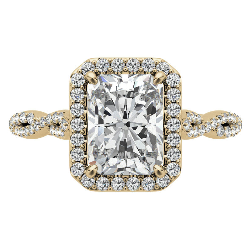 Emerald / Radiant Infinity Halo Cathedral Moissanite Engagement Ring