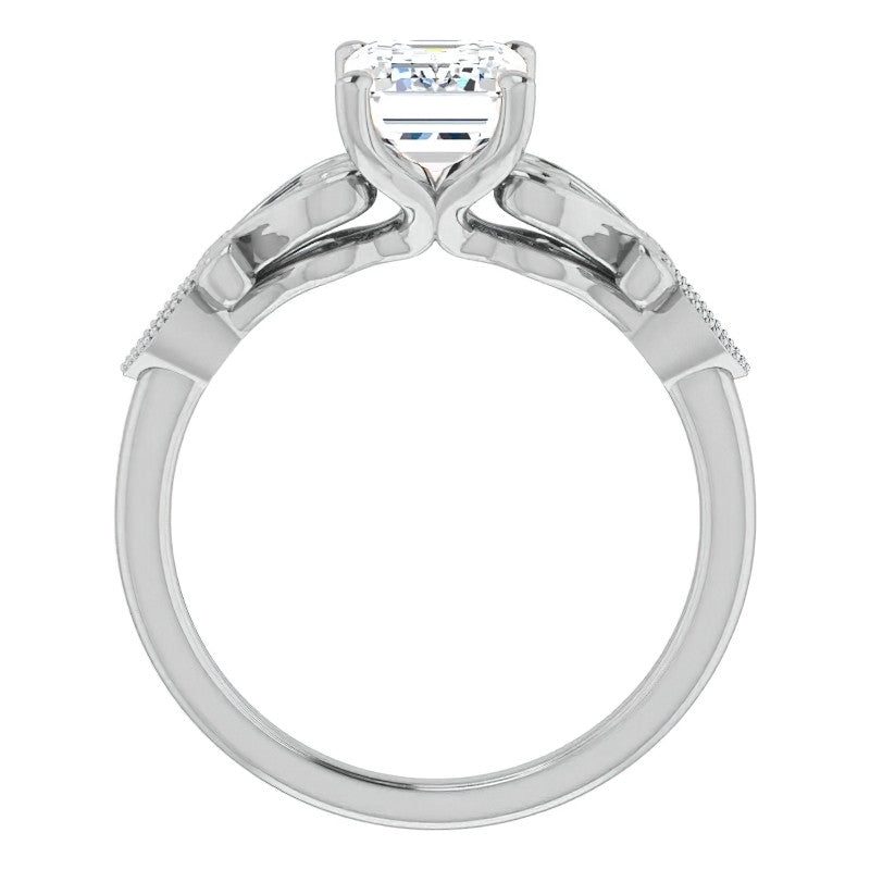 Emerald / Radiant Antique Scroll Engagement Ring