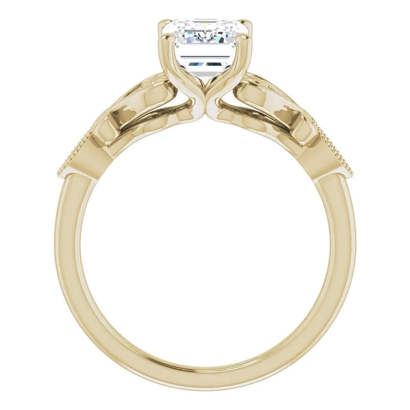 Emerald / Radiant Antique Scroll Engagement Ring