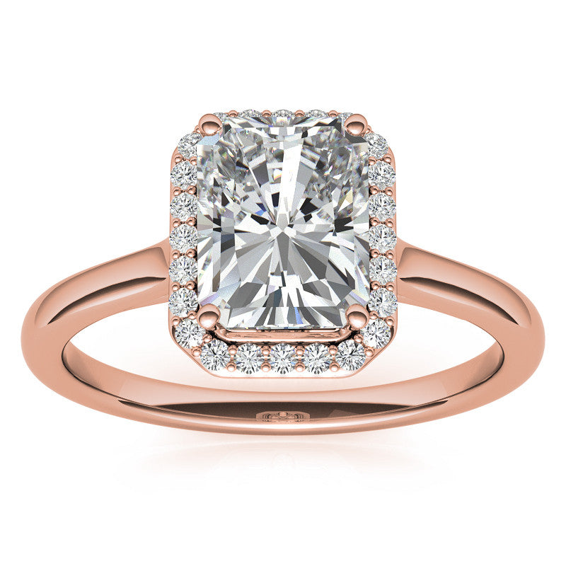 Emerald / Radiant Floral Cathedral Engagement Ring
