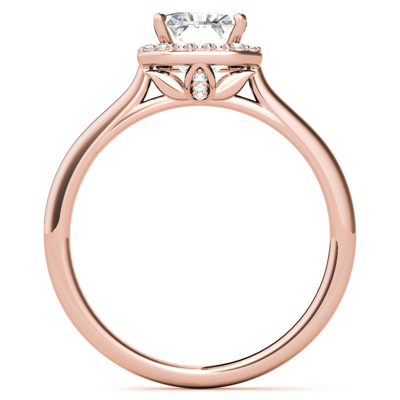 Emerald / Radiant Floral Cathedral Engagement Ring