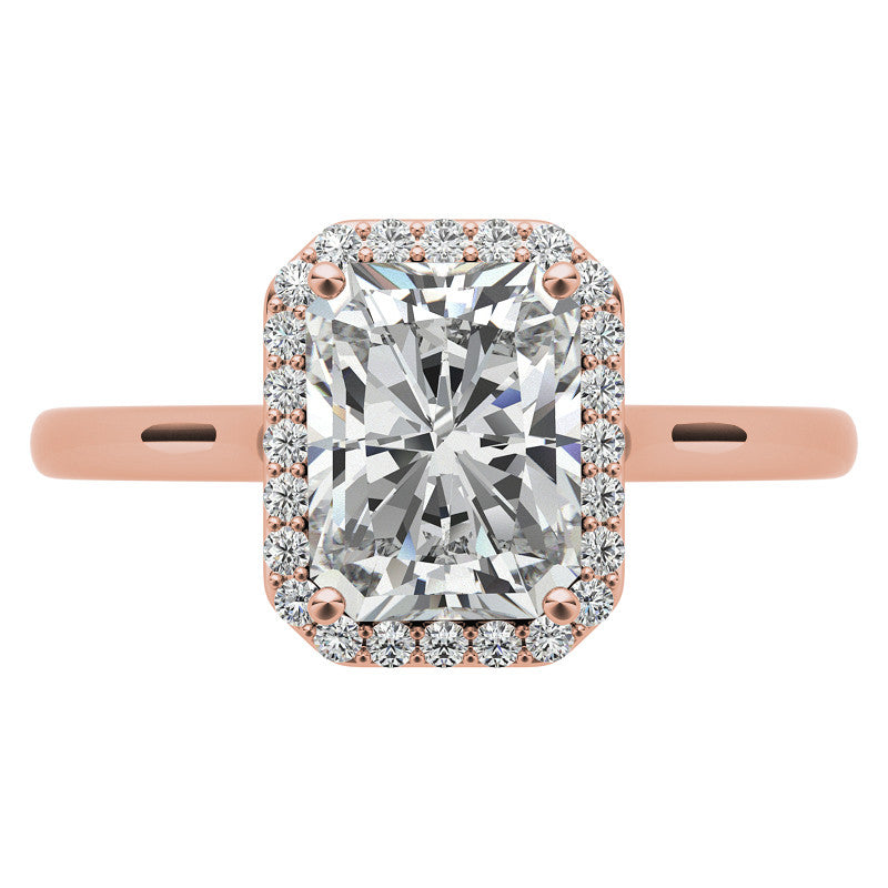 Emerald / Radiant Floral Cathedral Engagement Ring