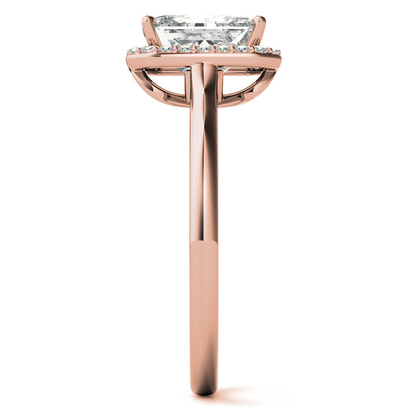 Emerald / Radiant Floral Cathedral Engagement Ring