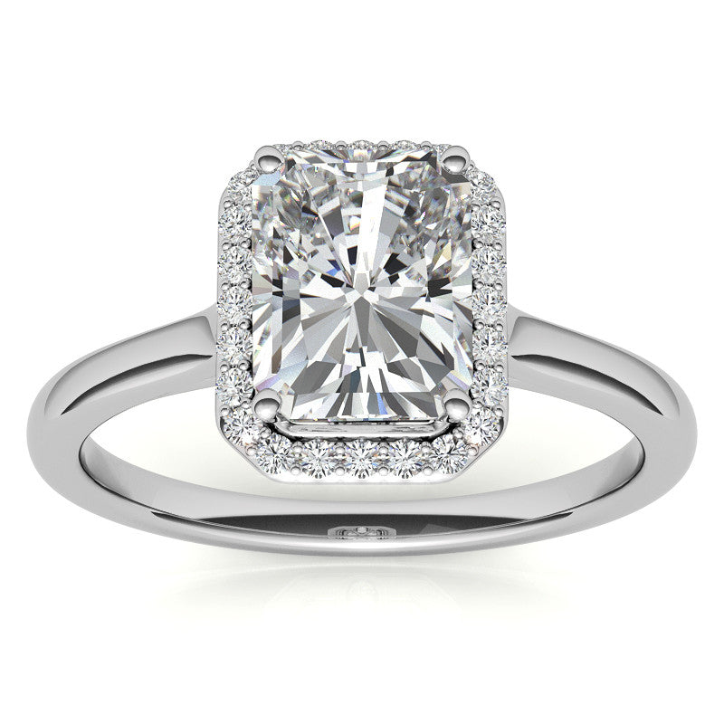 Emerald / Radiant Floral Cathedral Engagement Ring