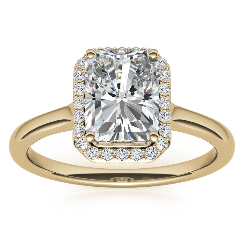 Emerald / Radiant Floral Cathedral Engagement Ring