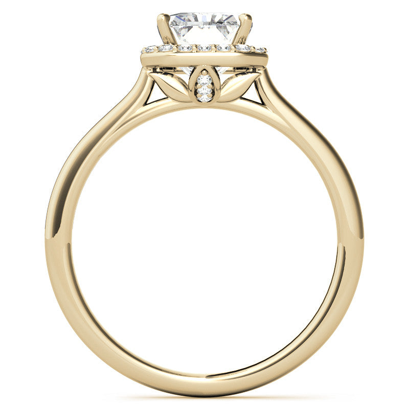 Emerald / Radiant Floral Cathedral Engagement Ring