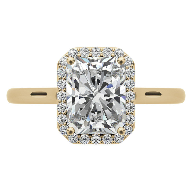 Emerald / Radiant Floral Cathedral Engagement Ring