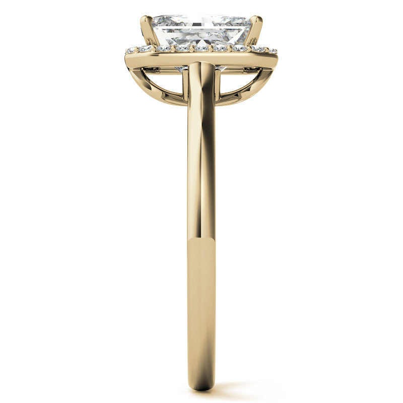 Emerald / Radiant Floral Cathedral Engagement Ring