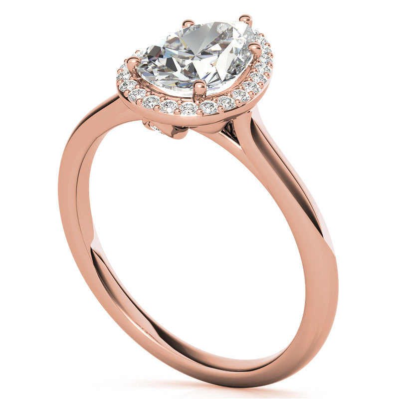 Pear Moissanite Petal Accent Halo Engagement Ring