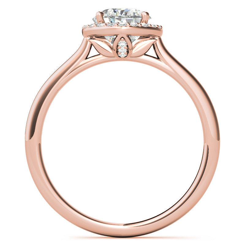 Pear Moissanite Petal Accent Halo Engagement Ring