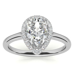 Pear Moissanite Petal Accent Halo Engagement Ring