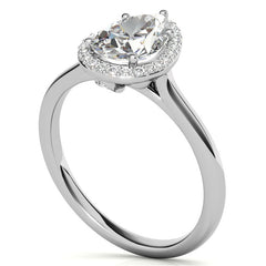 Pear Moissanite Petal Accent Halo Engagement Ring