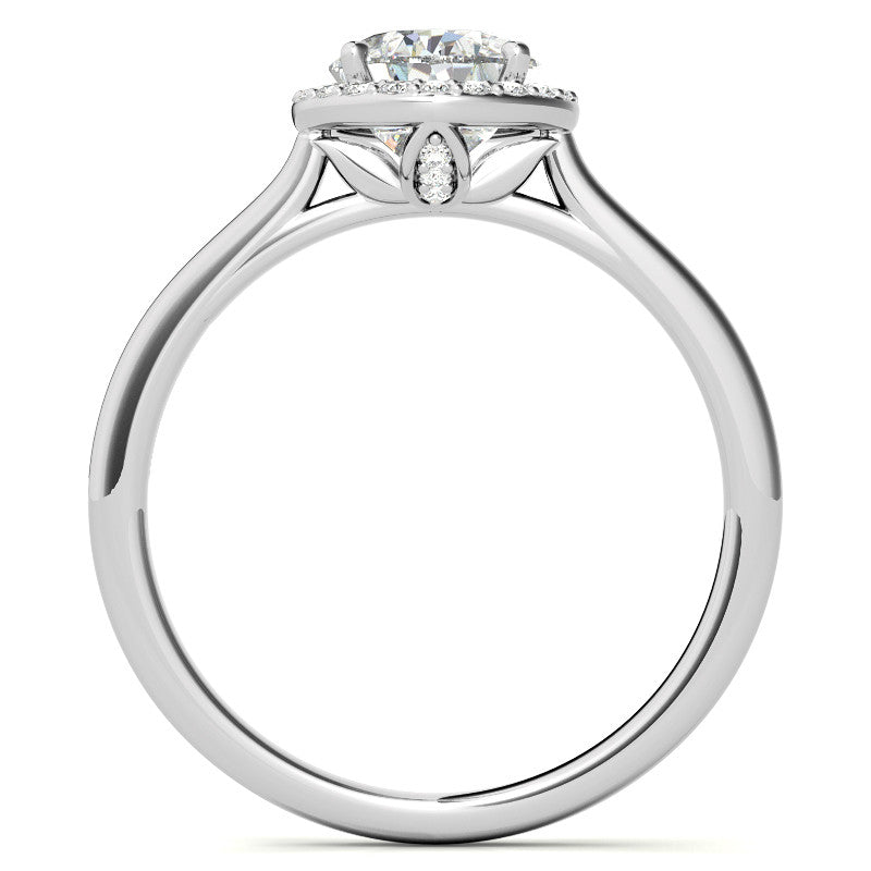 Pear Moissanite Petal Accent Halo Engagement Ring