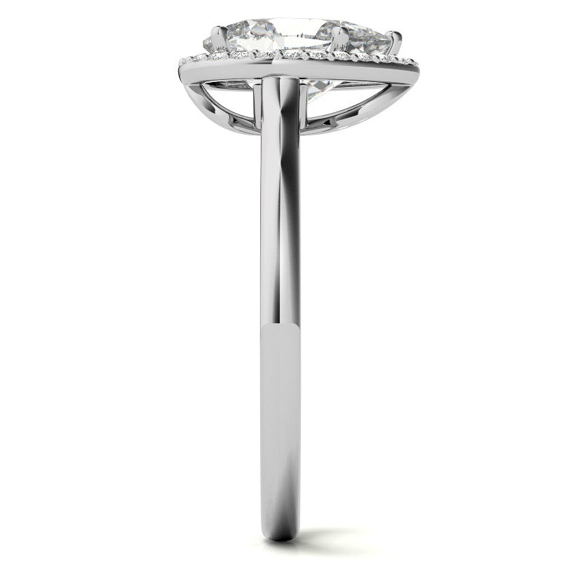 Pear Moissanite Petal Accent Halo Engagement Ring