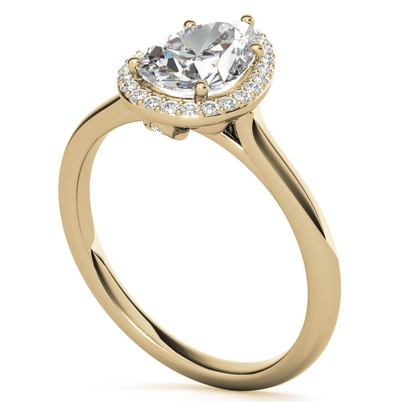 Pear Moissanite Petal Accent Halo Engagement Ring