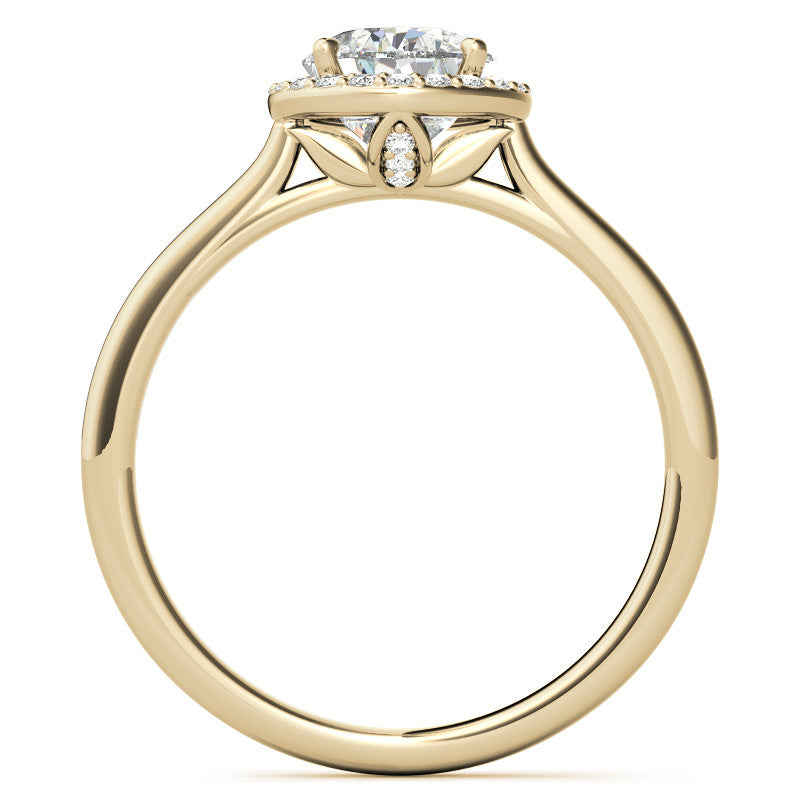 Pear Moissanite Petal Accent Halo Engagement Ring